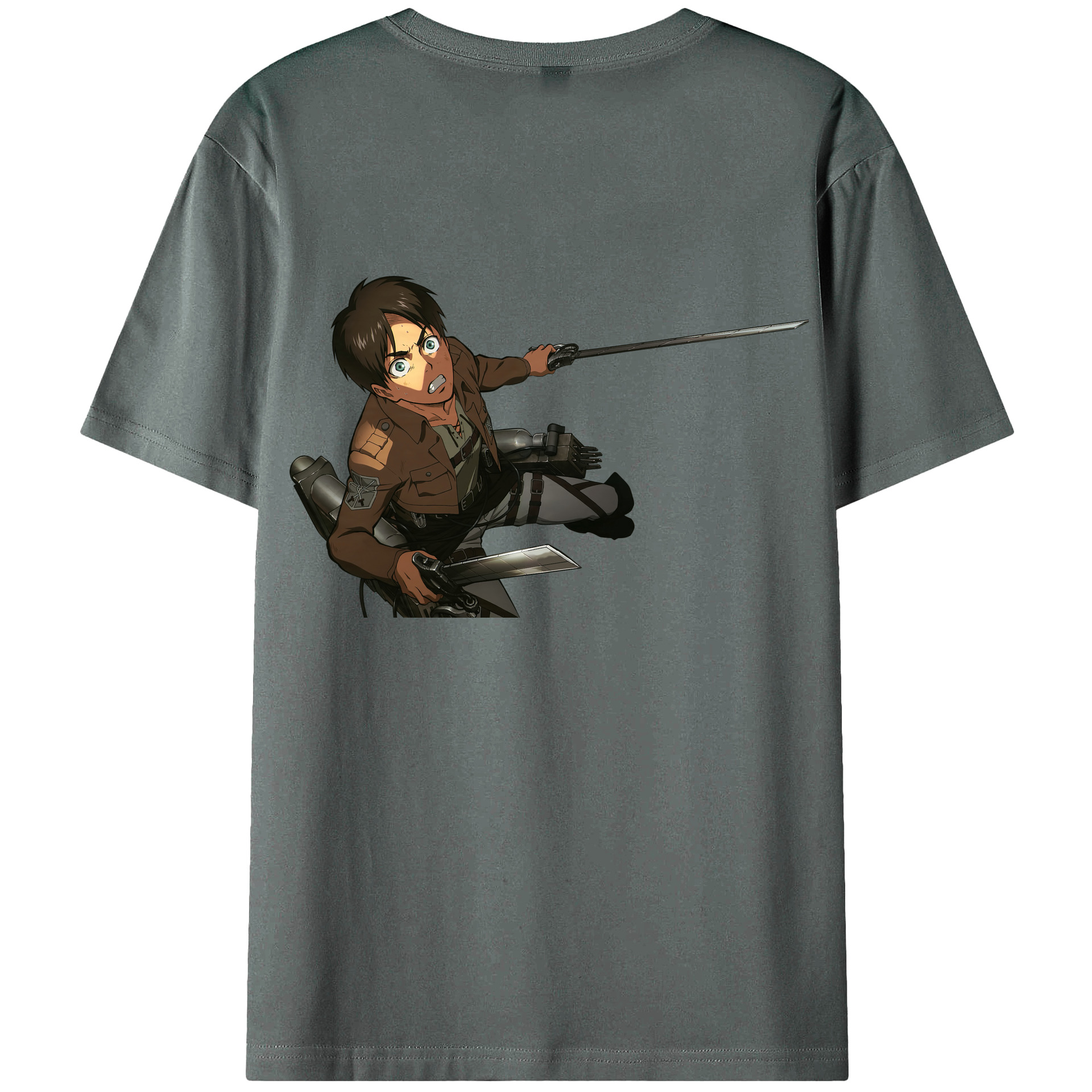 （画像用） 進撃の巨人 エレン･イェーガー Attack on Titan Eren Jäger 綿100％ メンズ半袖Tシャツ（バックプリント） 通気性